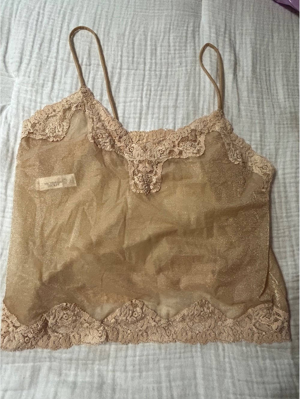 Victorias Secret Gold Shimmer Lace Camisole